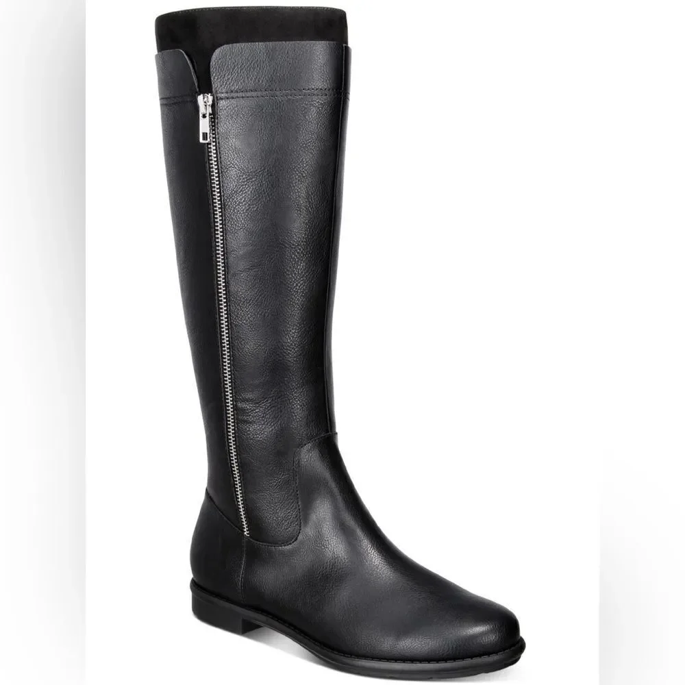 Style & Co. Womens Olliee Faux Leather Tall Knee-High Boots (WIDE CALF)